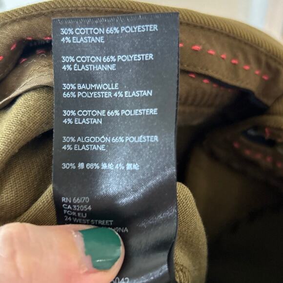 Anthropologie Essential Slim Olive Green Cargo Cropped Ankle Trouser Pants - Picture 5 of 6